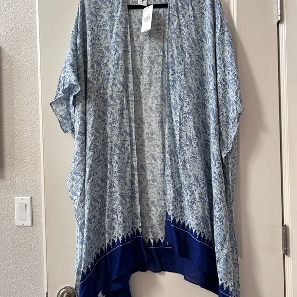 NWT CABI Beach Club Cover Up in Playa Print. Tropical. Cruise wear. Kimono - Picture 4 of 15